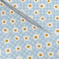 eggs breakfast food fabric blue check