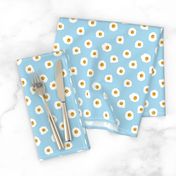 eggs breakfast food fabric light blue