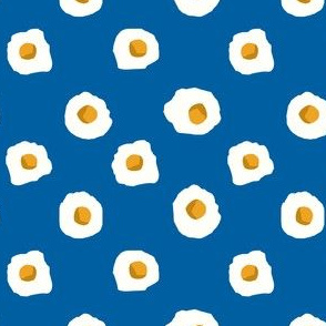 eggs breakfast food fabric blue