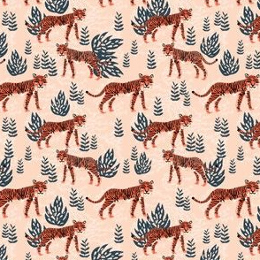 safari tiger (small scale) // blush coral tiger girls room nursery decor little girls fabric