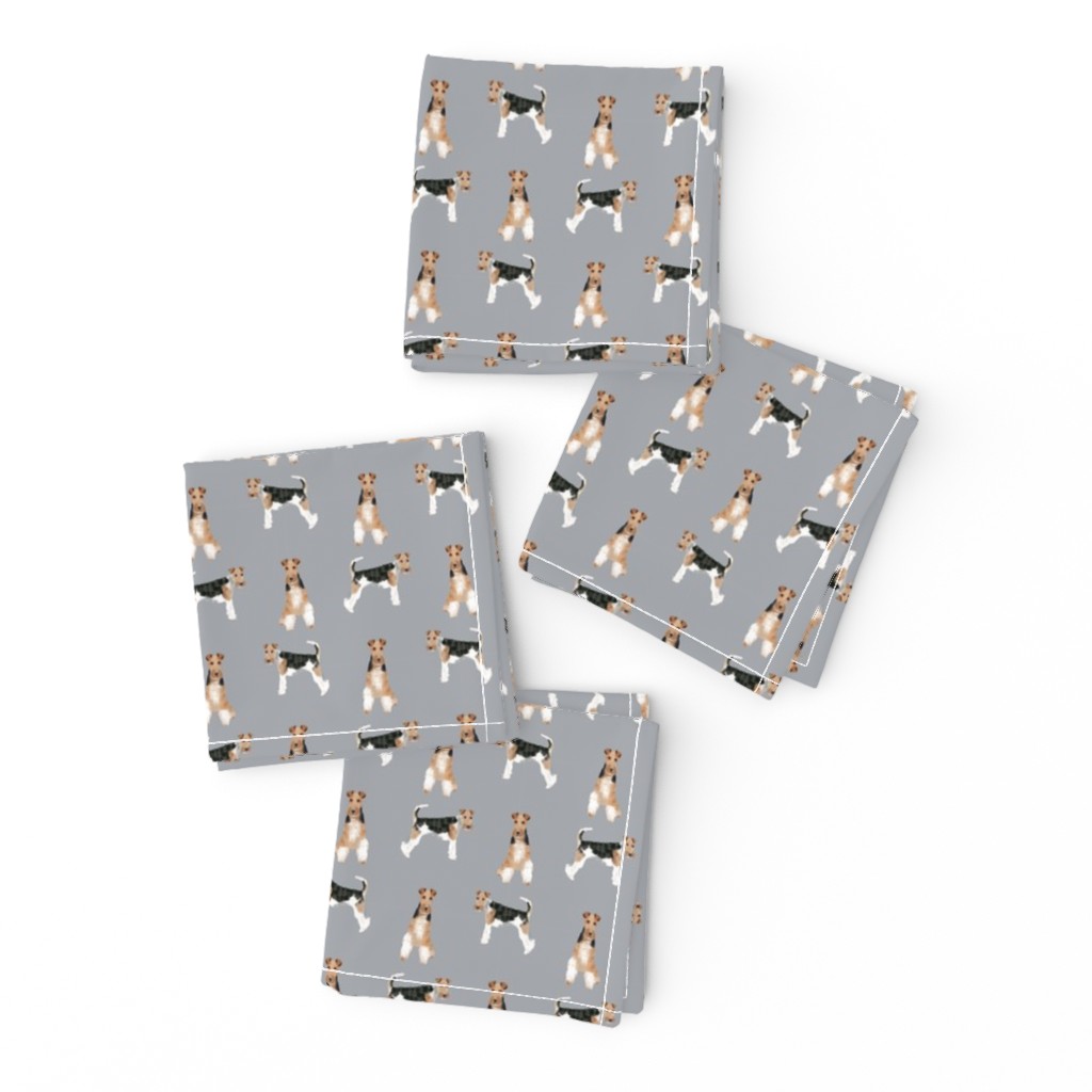 wire fox terrier (small scale) simple dog breed fabric grey