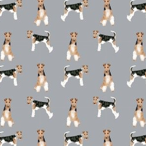 wire fox terrier (small scale) simple dog breed fabric grey