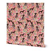 german shorthaired pointer (small scale) floral pink dogs fabric cute floral design for pointer owners