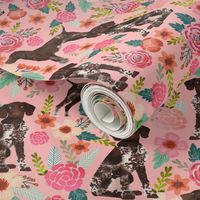 german shorthaired pointer (small scale) floral pink dogs fabric cute floral design for pointer owners