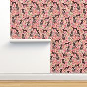 german shorthaired pointer (small scale) floral pink dogs fabric cute floral design for pointer owners