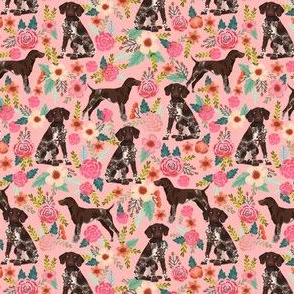 german shorthaired pointer (small scale) floral pink dogs fabric cute floral design for pointer owners