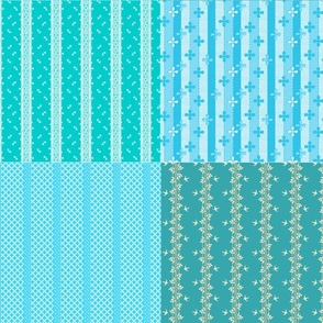 4 for 1 turquoise and white stripes