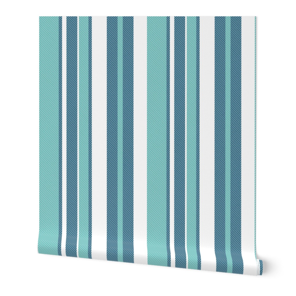 Beach House Stripe - Navy Aqua White