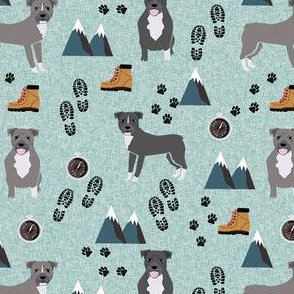 pitbull hiking dog breed fabric blue