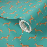 pharaoh standing teal dog fabric 