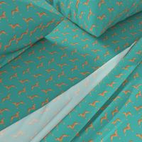 pharaoh standing teal dog fabric 