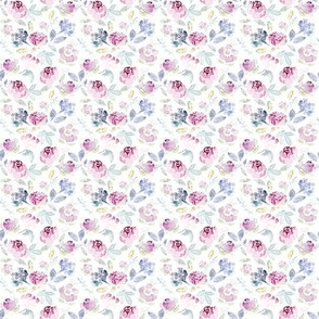 Watercolour Florals Vintage Faded Style on White EXTRA SMALL