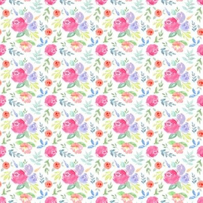 Vibrant Rosie Watercolour Floral on White EXTRA SMALL