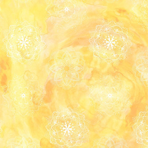 Mandalas on Yellow Watercolor  