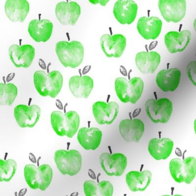 watercolor apples - green