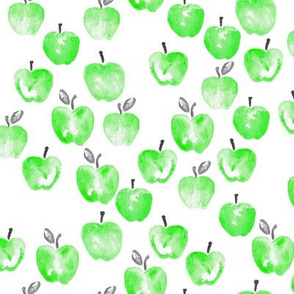 watercolor apples - green