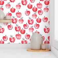 watercolor apples - red 