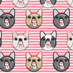 Frenchie - French Bulldog donuts (pink stripes)