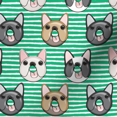 Frenchie - French Bulldog donuts (green stripes)