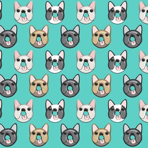 (small scale) Frenchie - French Bulldog donuts (teal)