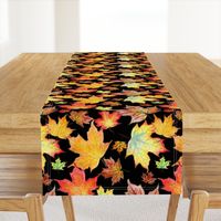 Autumn Maple Leaves 12 inch repeat on black