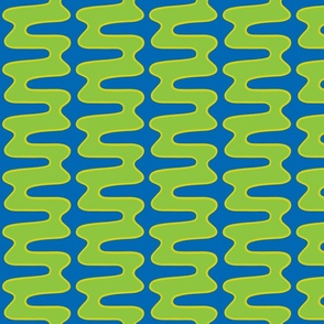 Groovy 70s double swirl blue green yellow 