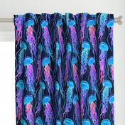 Luminescent Rainbow Jellyfish on Navy Blue - large