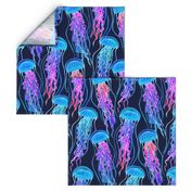 Luminescent Rainbow Jellyfish on Navy Blue - large