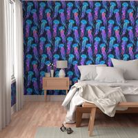 Luminescent Rainbow Jellyfish on Navy Blue - large