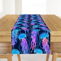 Luminescent Rainbow Jellyfish on Navy Blue - large