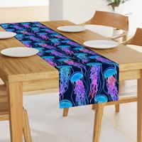 Luminescent Rainbow Jellyfish on Navy Blue - large