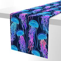 Luminescent Rainbow Jellyfish on Navy Blue - large