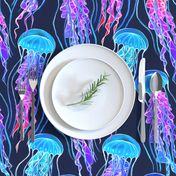 Luminescent Rainbow Jellyfish on Navy Blue - large