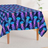 Luminescent Rainbow Jellyfish on Navy Blue - large