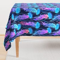 Luminescent Rainbow Jellyfish on Navy Blue - large