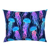 Luminescent Rainbow Jellyfish on Navy Blue - large