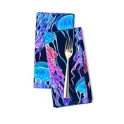 Luminescent Rainbow Jellyfish on Navy Blue - large