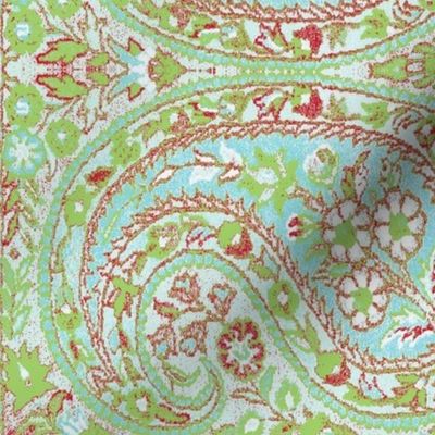 paisley green-turquoise-red