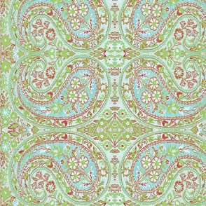 paisley green-turquoise-red