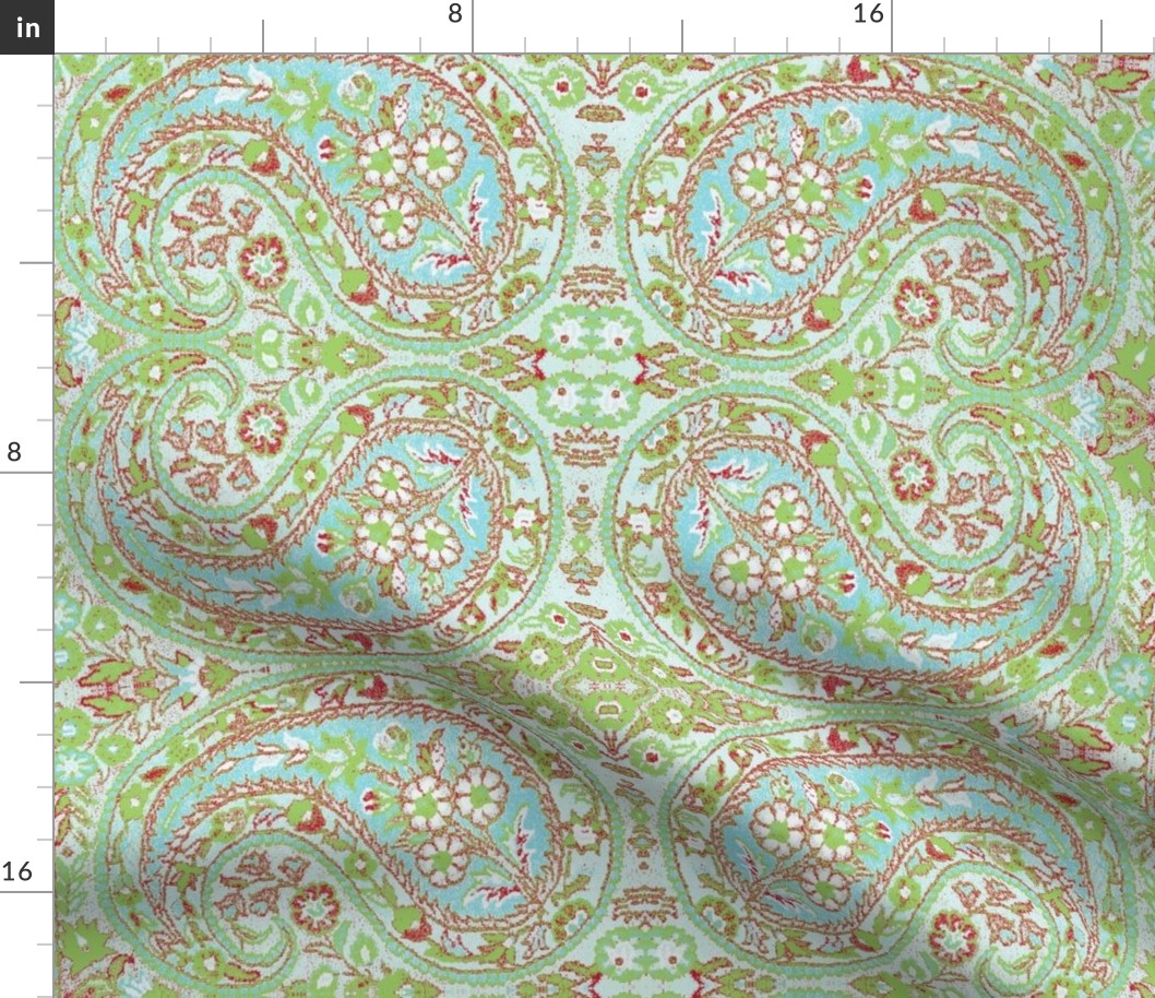 paisley green-turquoise-red