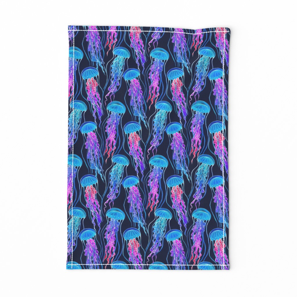 Luminescent Rainbow Jellyfish on Navy Blue - small