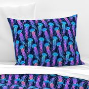 Luminescent Rainbow Jellyfish on Navy Blue - small