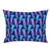 Luminescent Rainbow Jellyfish on Navy Blue - small