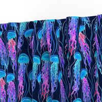 Luminescent Rainbow Jellyfish on Navy Blue - small