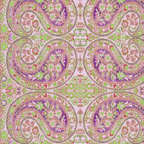 paisley green-lilac-red