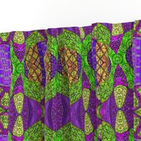 Doodle patchwork--purple and green