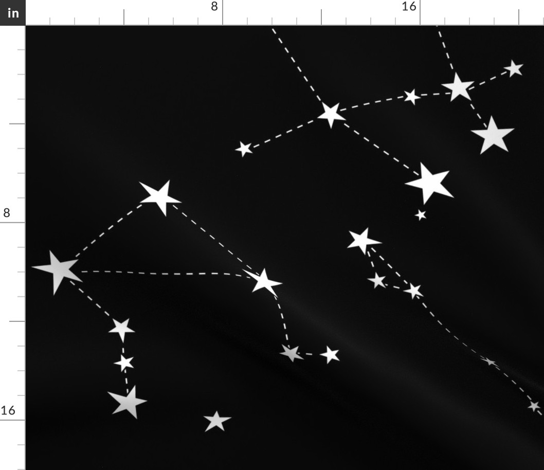 large - stars in the zodiac white on black