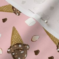 ice cream cone rocky road summer foods fabric pink