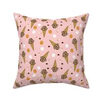 ice cream cone rocky road summer foods fabric pink