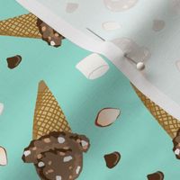 ice cream cone rocky road summer foods fabric mint